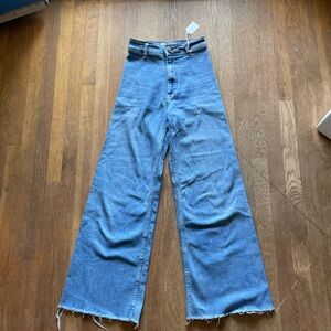 Zara Light Blue Flared Wide-Leg Jeans